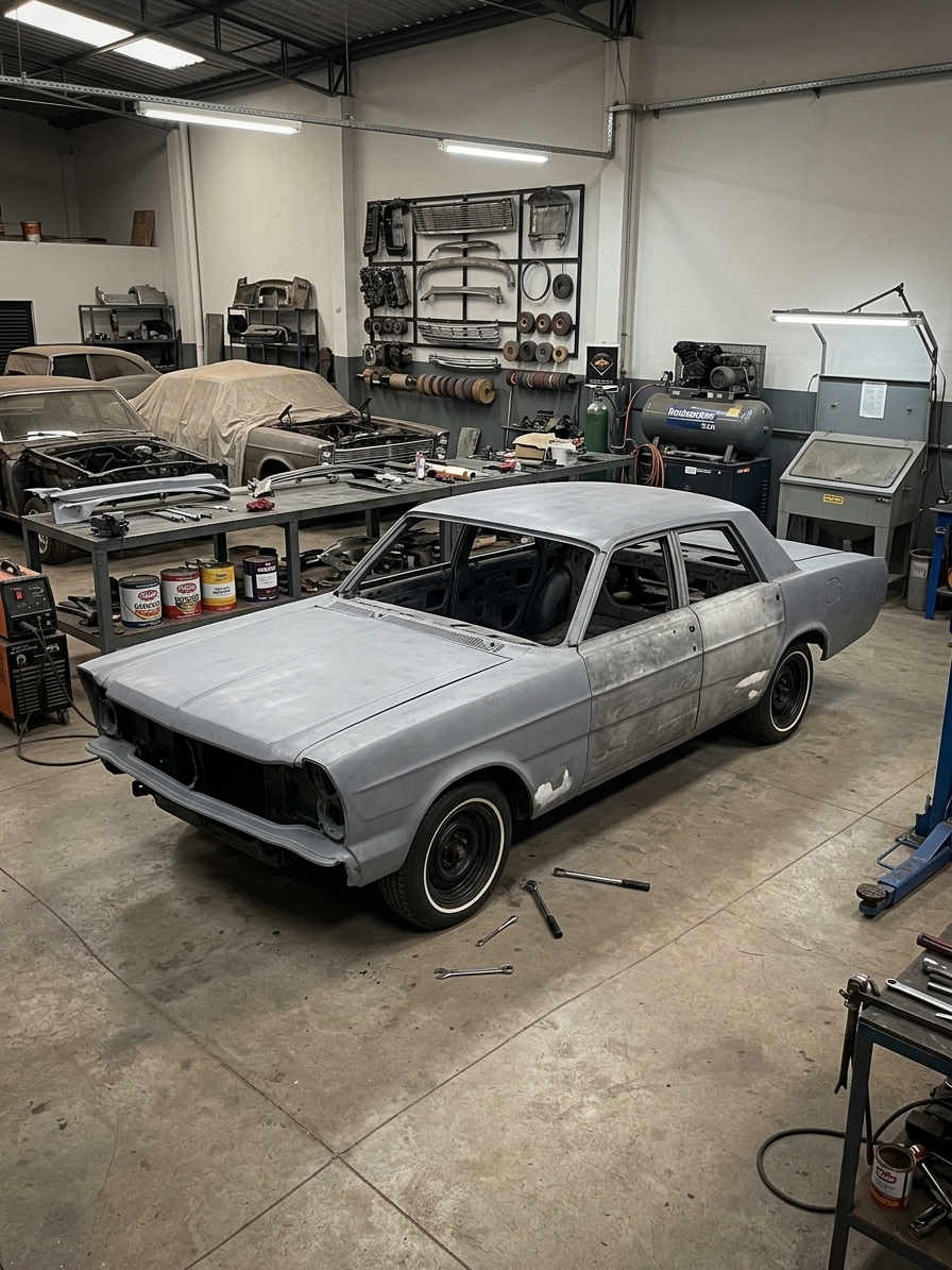 Remoção de Pintura durante a restauração de um carro antigo na Vecchia Macchina